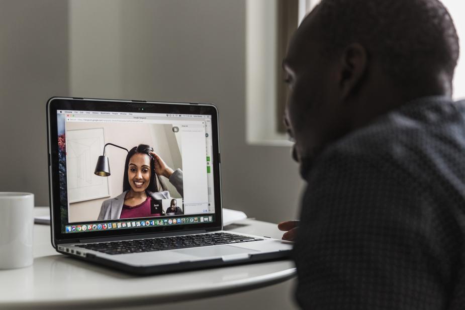 man and woman on video chat