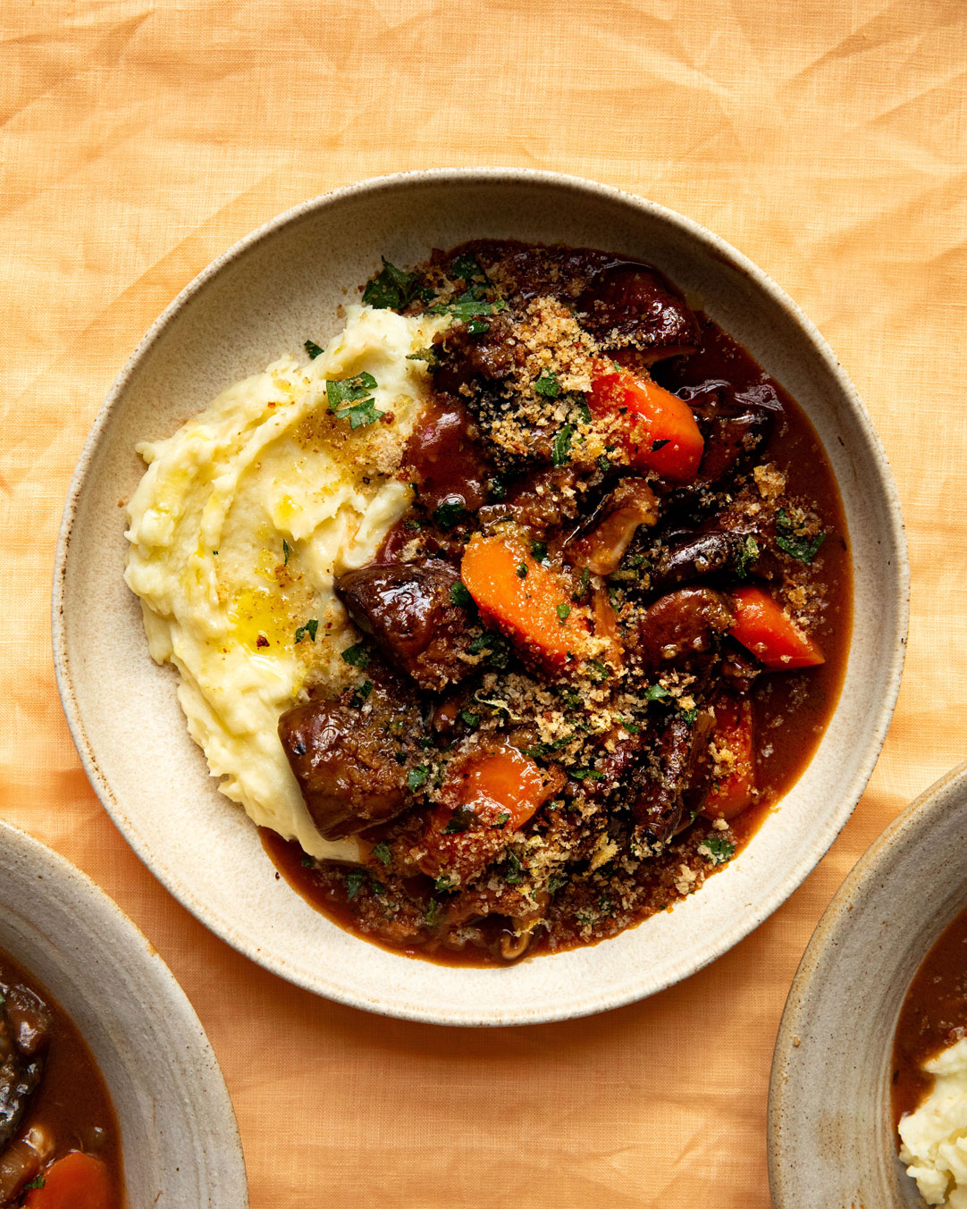 vegan bourguignon in a bowl