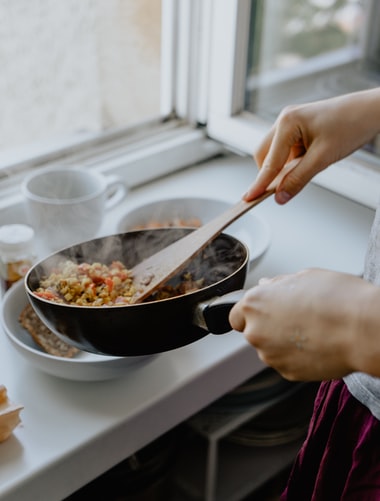 cooking vegan paella