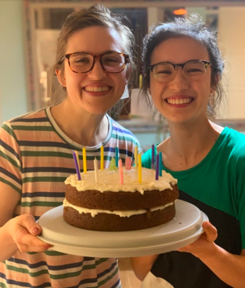 laurel and housemate with cake