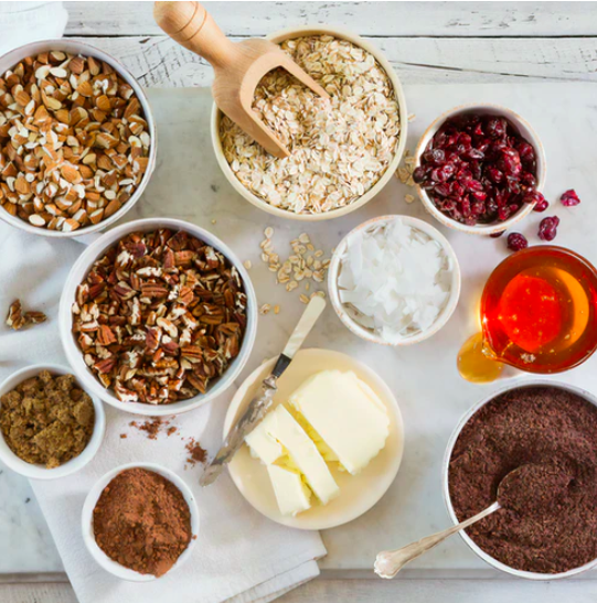 vegan baking ingredients flat lay