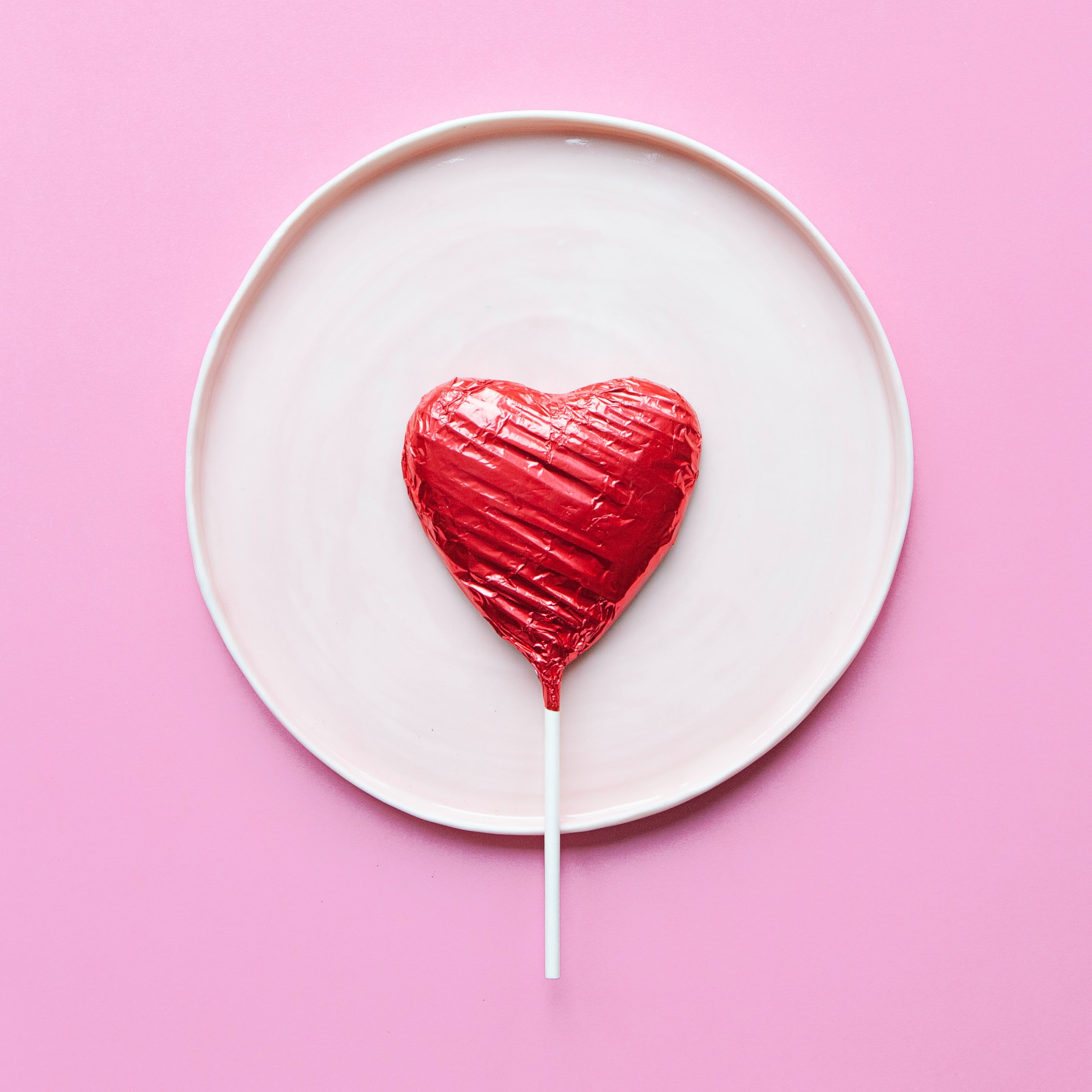 chocolate hearty lolly on plate