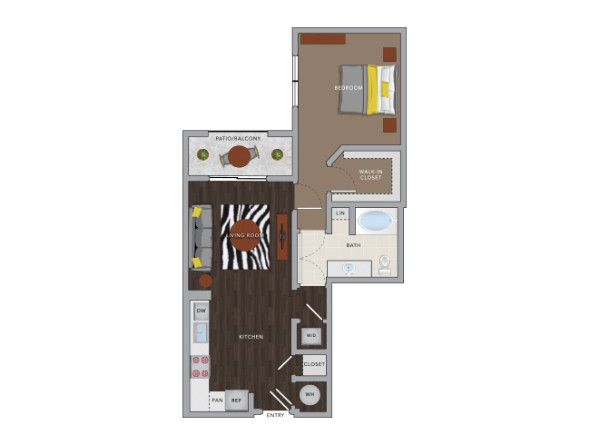 A3cM floor plan, 1 Bedroom, 1 Bathroom at AMLI 8800 apartments