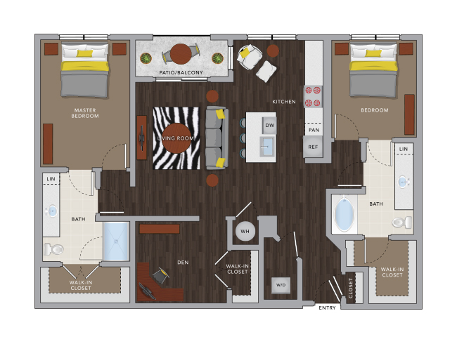 C7aM floor plan, 2 Bedroom, 2 Bathroom, Den/Office at AMLI 8800 apartments