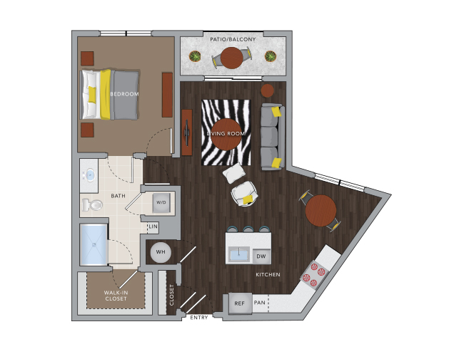 A4dM floor plan, 1 Bedroom, 1 Bathroom at AMLI 8800 apartments