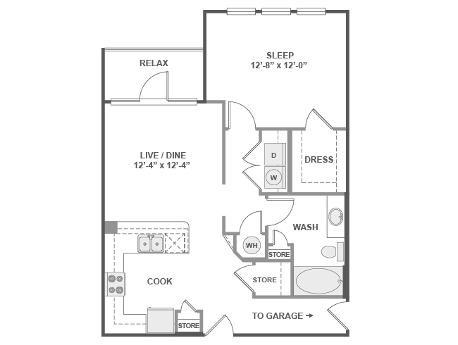 A3bG floor plan, 1 Bedroom, 1 Bathroom at AMLI Campion Trail apartments