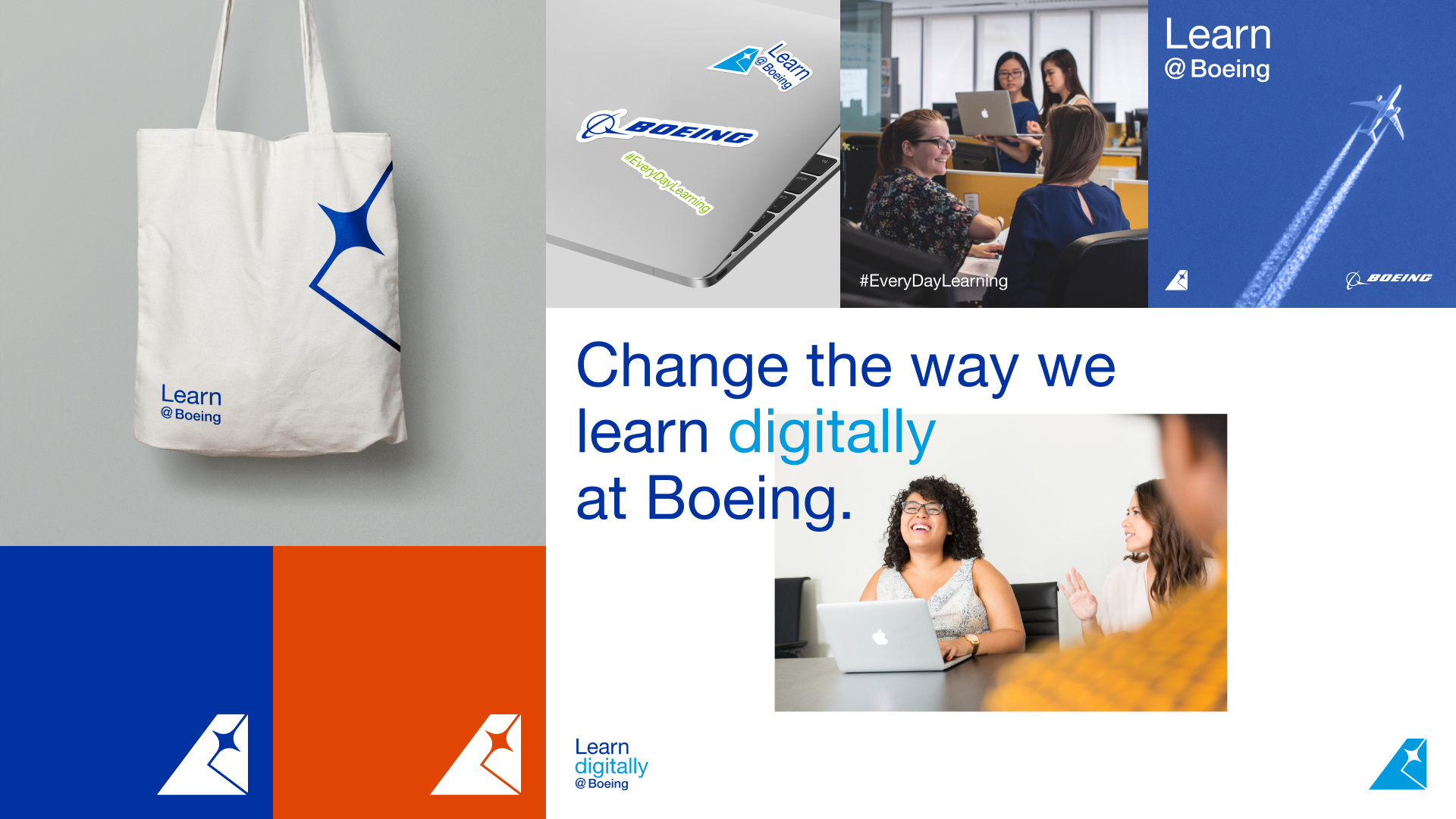 Mood board for the Learn@Boeing branding
