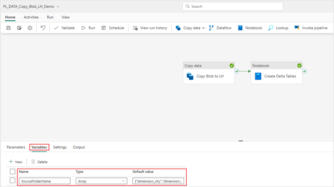 Creating a new variable in your Microsoft Fabric pipeline