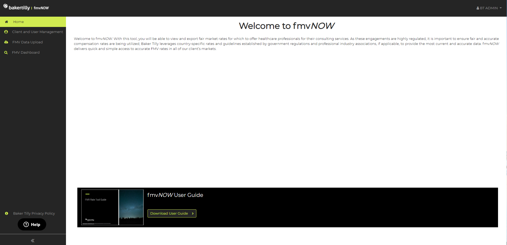 fmvNOW home screen for Fair Market Value (FMV) tool 