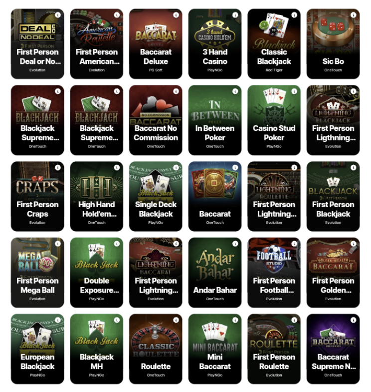 10bet table games
