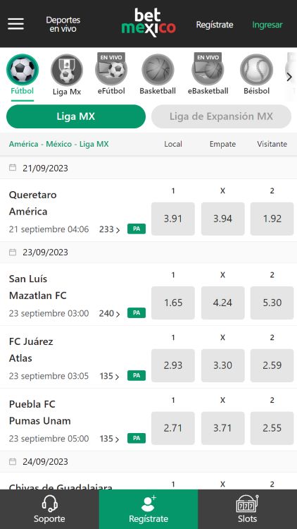 apuestas en la Liga MX en Betmexico