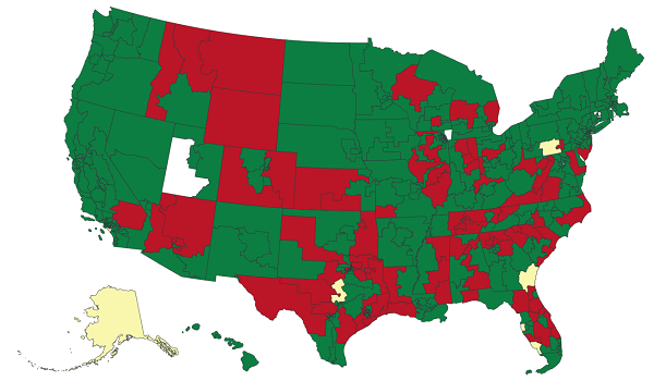 Map of the House vote on HR5860