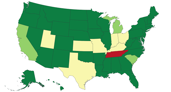 Map of the Senate vote on HR5860