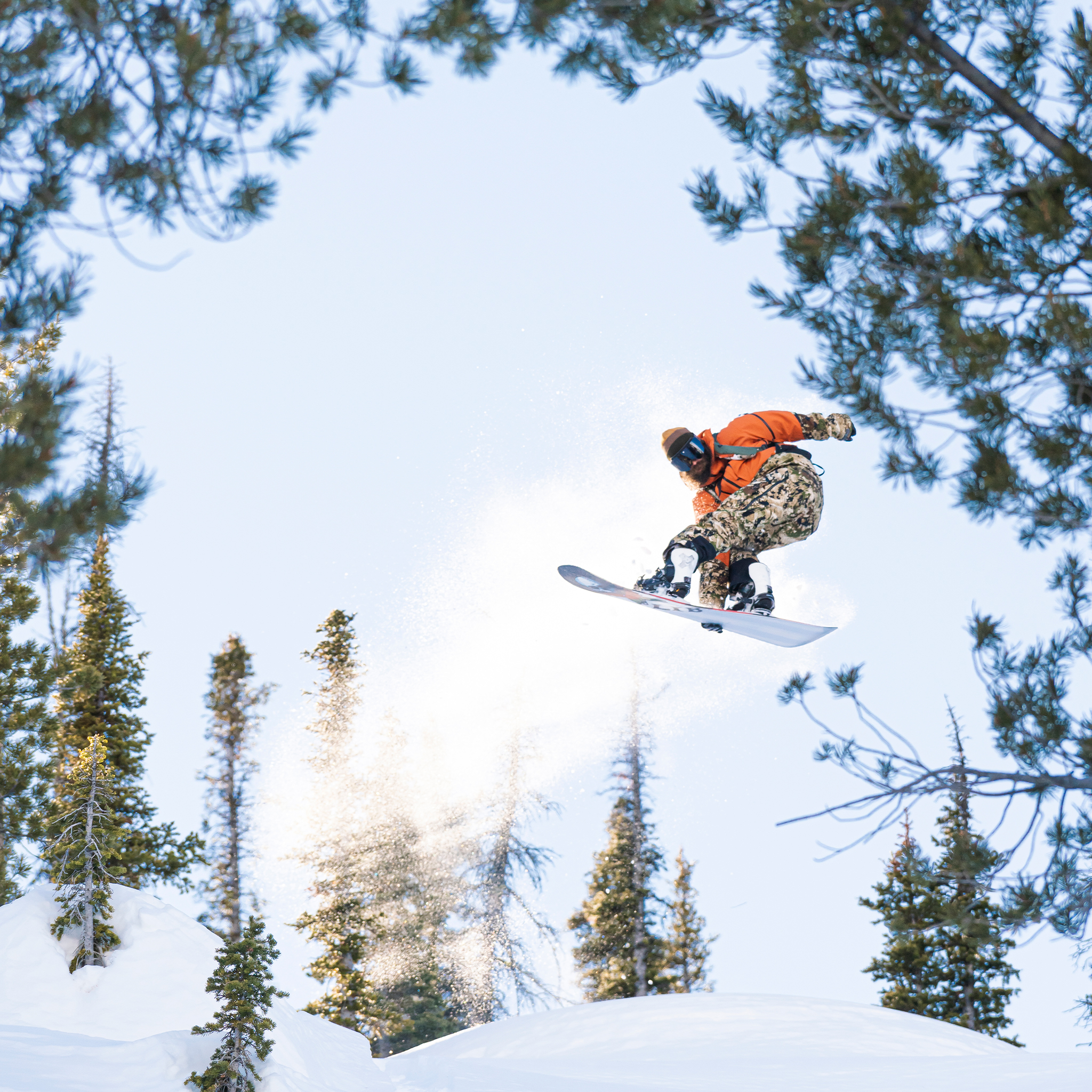 Black Diamond athlete Eric Jackson Snowboarding in the backcountry. 