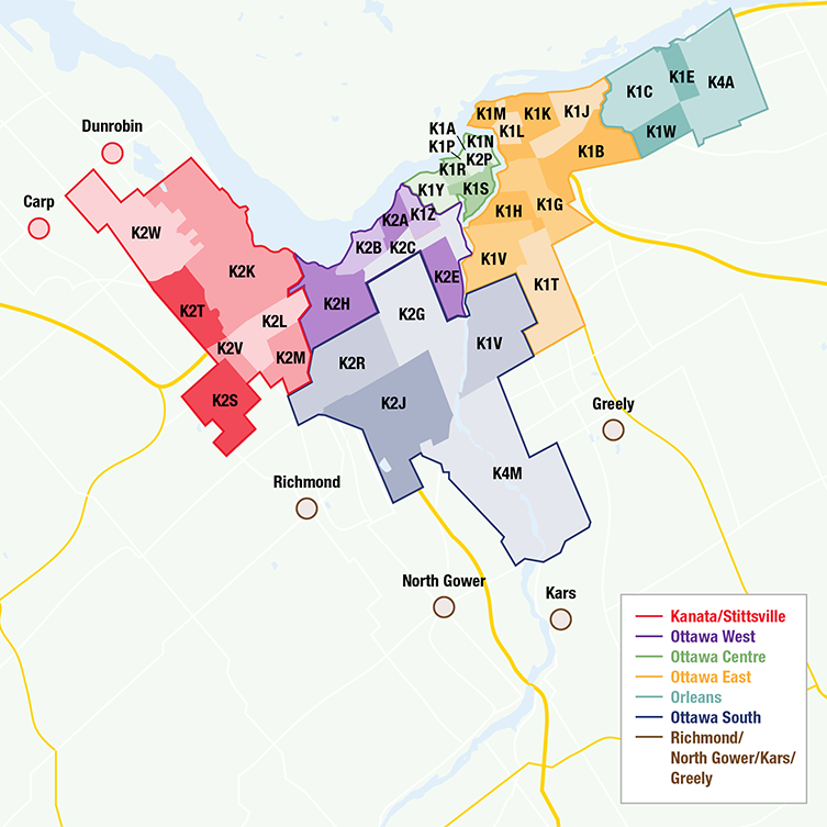 Ottawa Service Map for Pit Crew Services