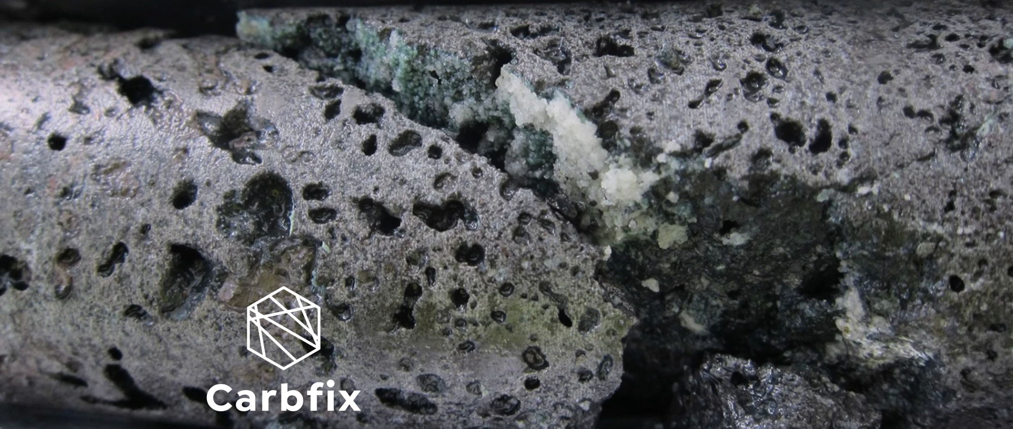 Carbfix core with carbonate minerals. 
