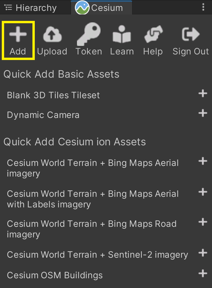 Cesium for unity: add ion assets