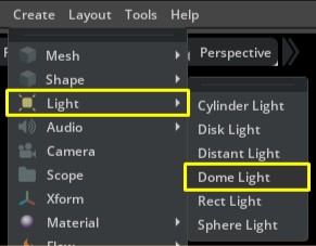 Add a Dome Light to the stage.