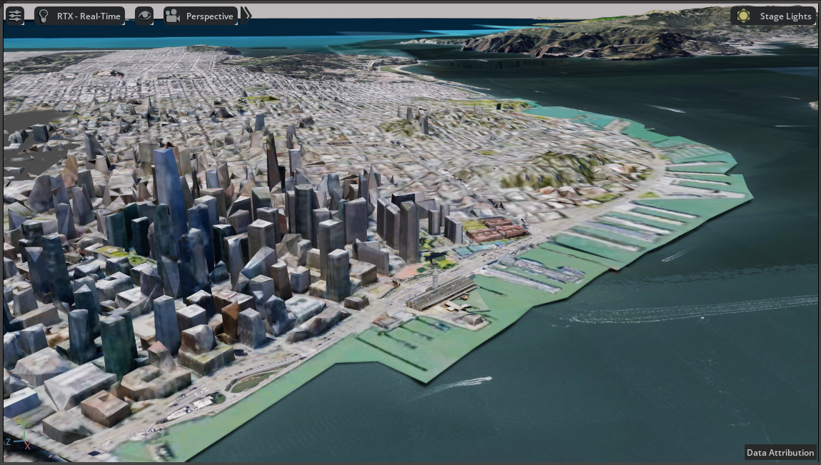 Photogrammetry data of San Francisco should now begin streaming into the viewport.