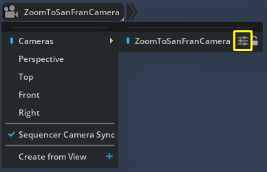 Click the Settings button next to ZoomToSanFramCamera to open its properties.