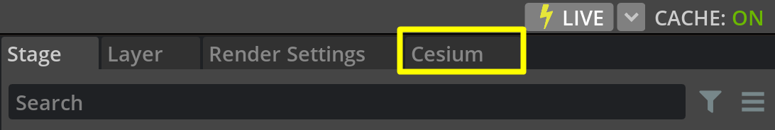 Confirm a Cesium tab is now present in the right sidebar.