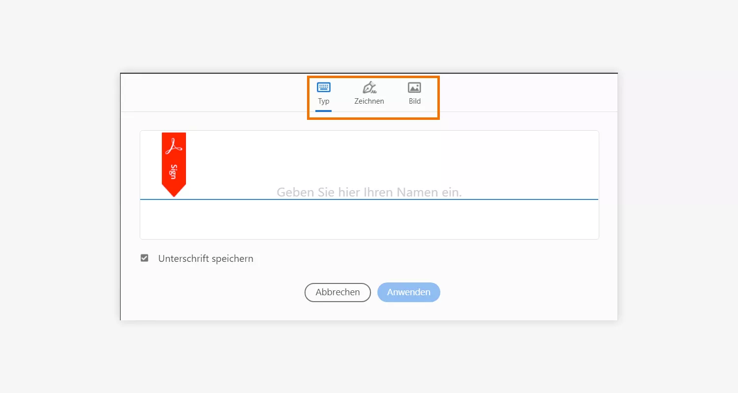 Unterschrift eintippen, zeichnen oder als Bild hinzufügen