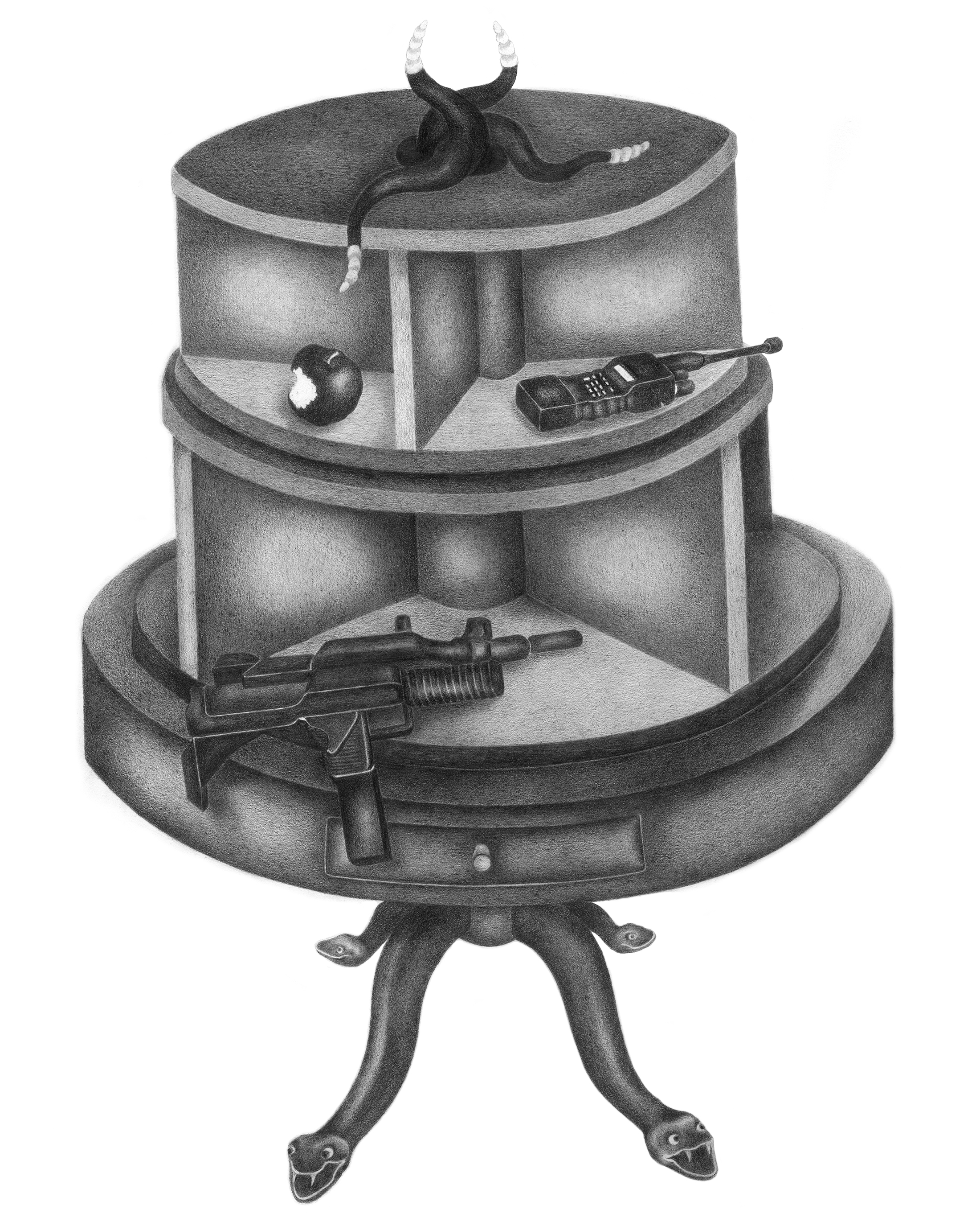 Artist, American, Code Man, Veronika, Drawing, Graphite, Still Life, Conceptual, Fine Art, Surrealism, Realism, Cartoon, Figurative Artwork
