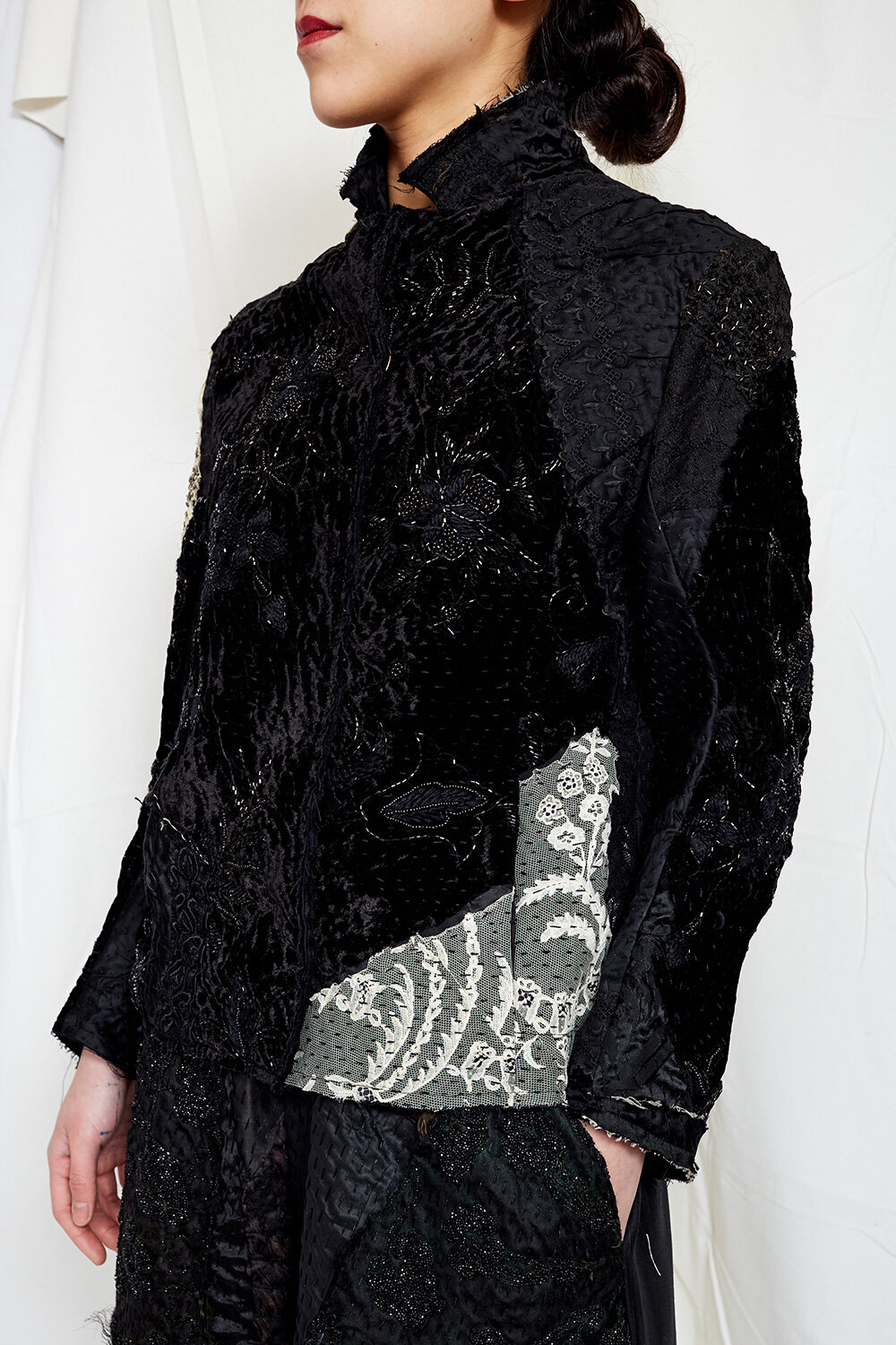 By Walid Womenswear Haya Embroidered Jacket in Black AW20
