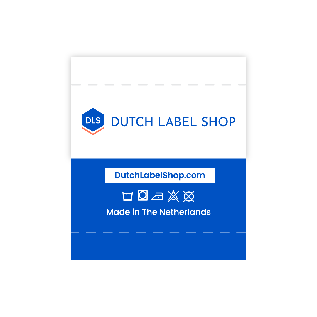  DLS Woven Classic sew-on label with horizontal center fold and top  &amp; bottom edge folds