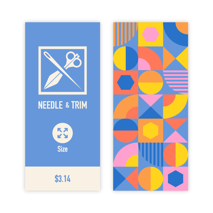  Needle &amp; Trim Hang Tag pre-tied with black cord
