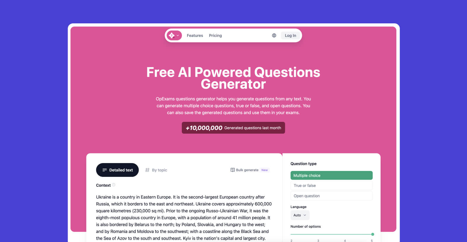 Free AI quiz generator #5 - OpExams