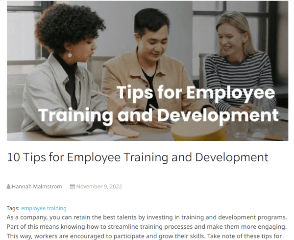 Best Employee Training Article - Tips for Employee Training and Development