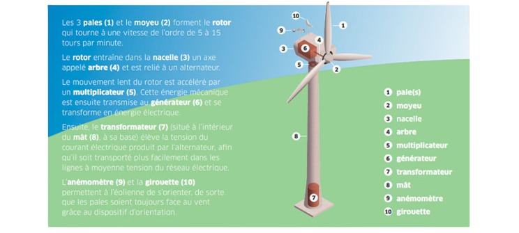 schéma explicatif d'une éolienne