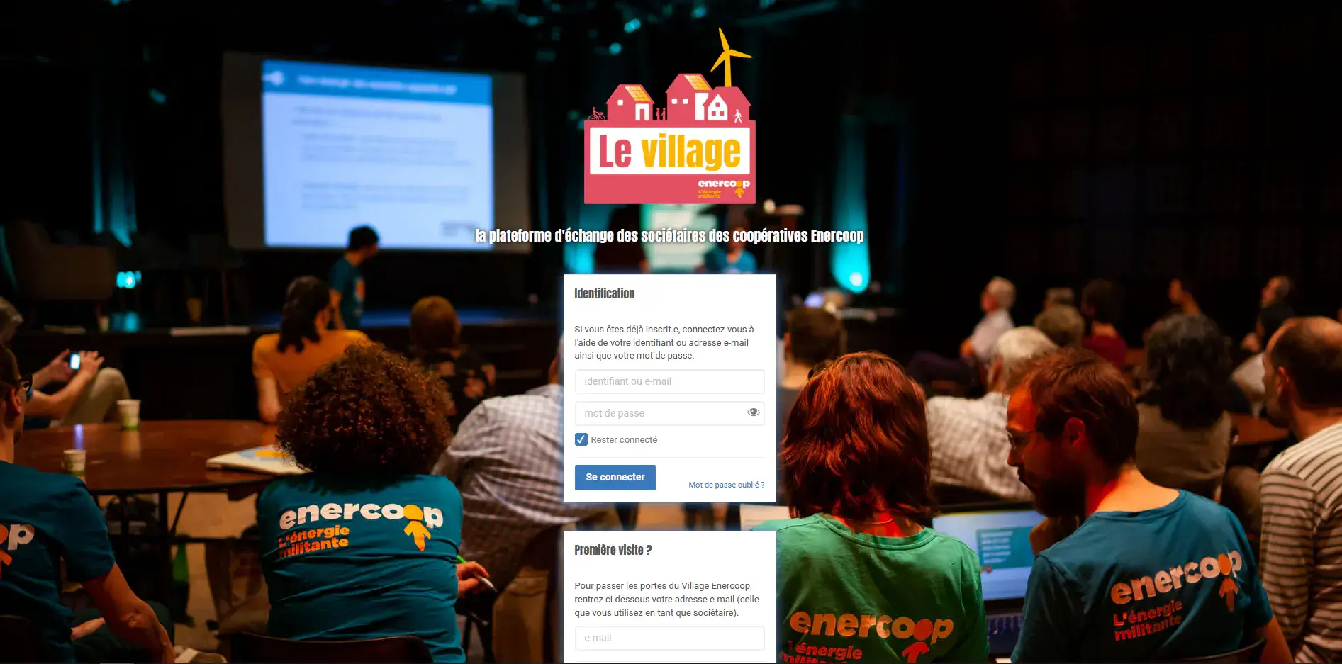 Page d'accueil de la palteforme le village