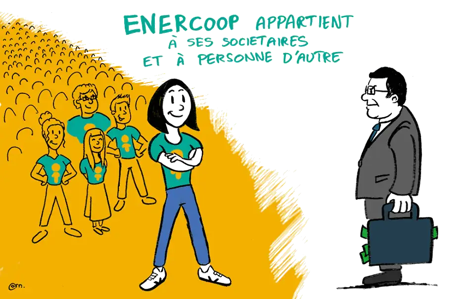 Illustration groupe de sociétaires face à un investisseur