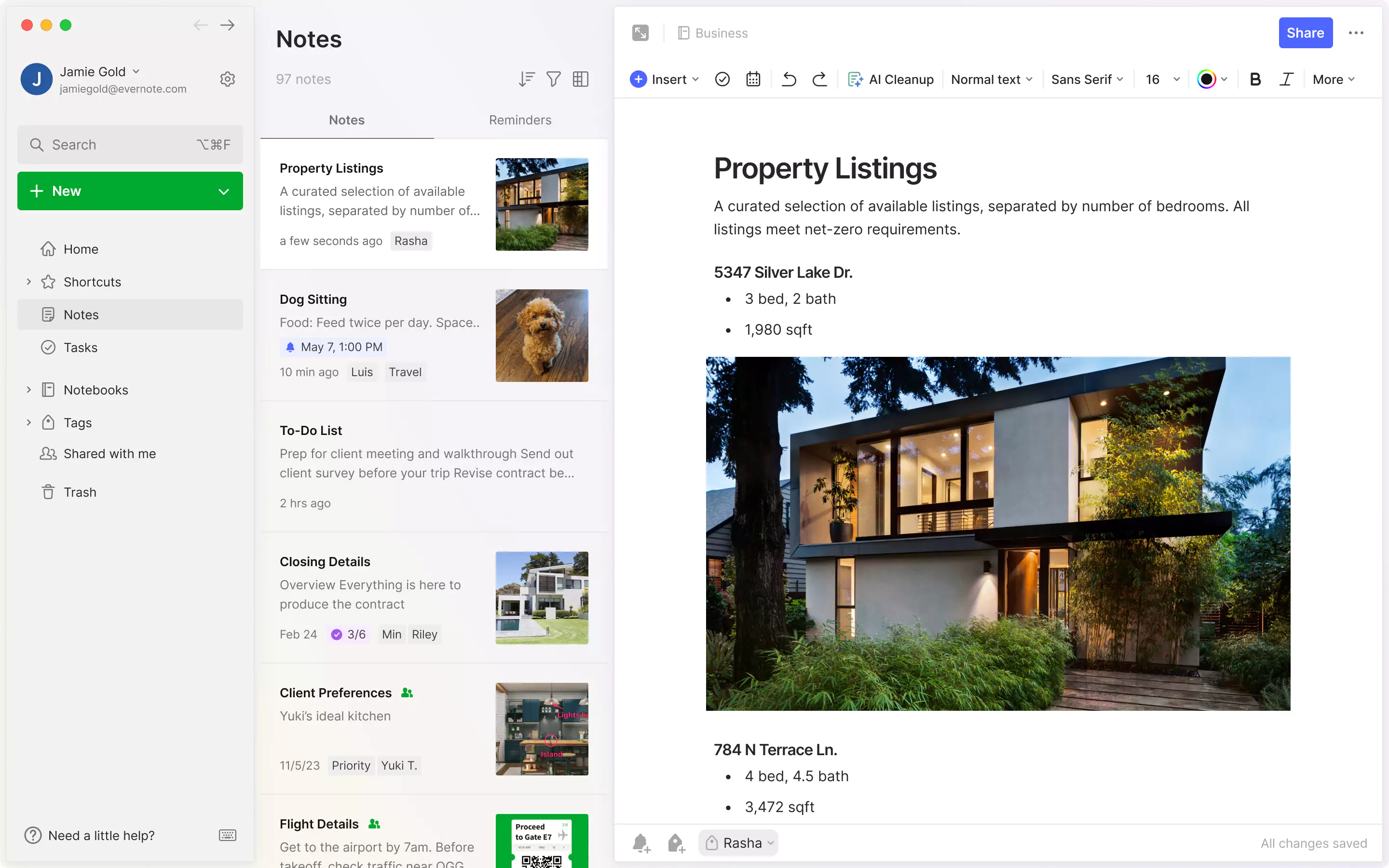 New Evernote UI - Notes List