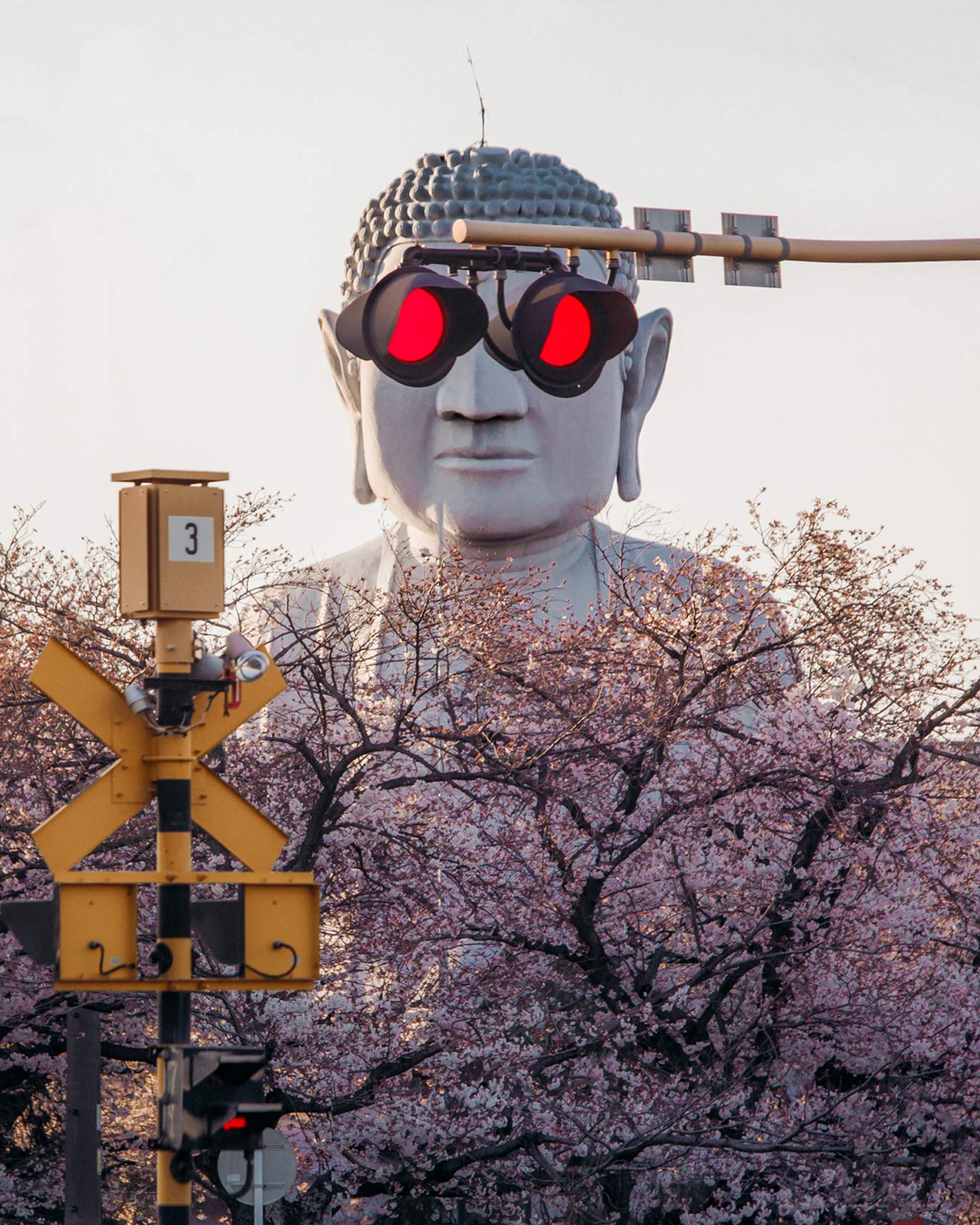 The Great Buddha at Hotei with Traffic Light Eyes