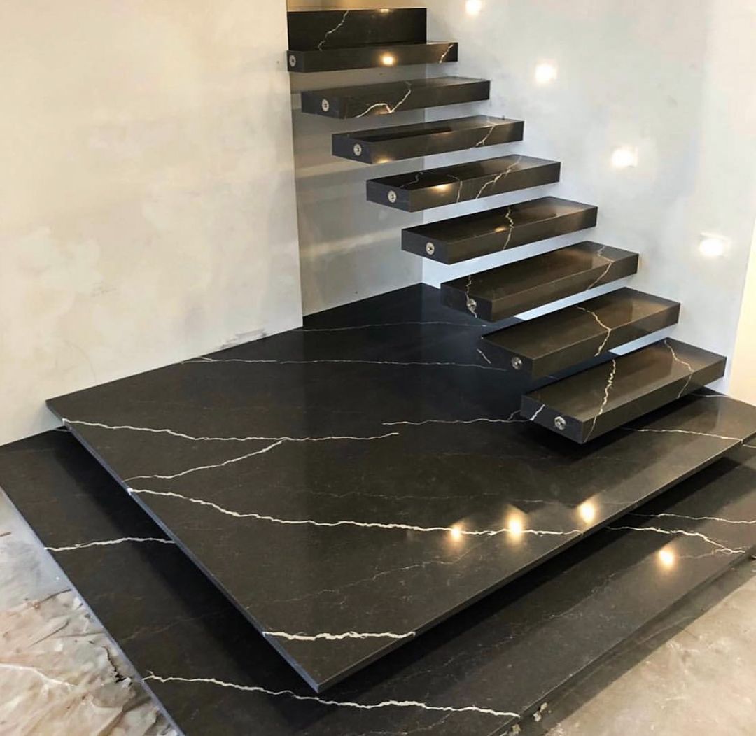 Black granite flooring