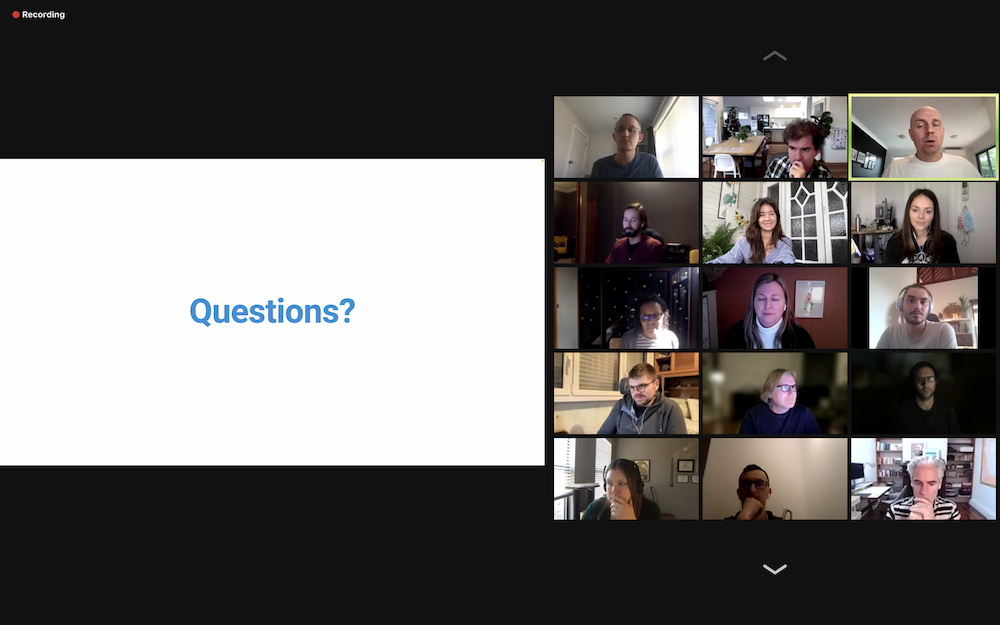 The Float team using Zoom for our quarterly town hall meetings