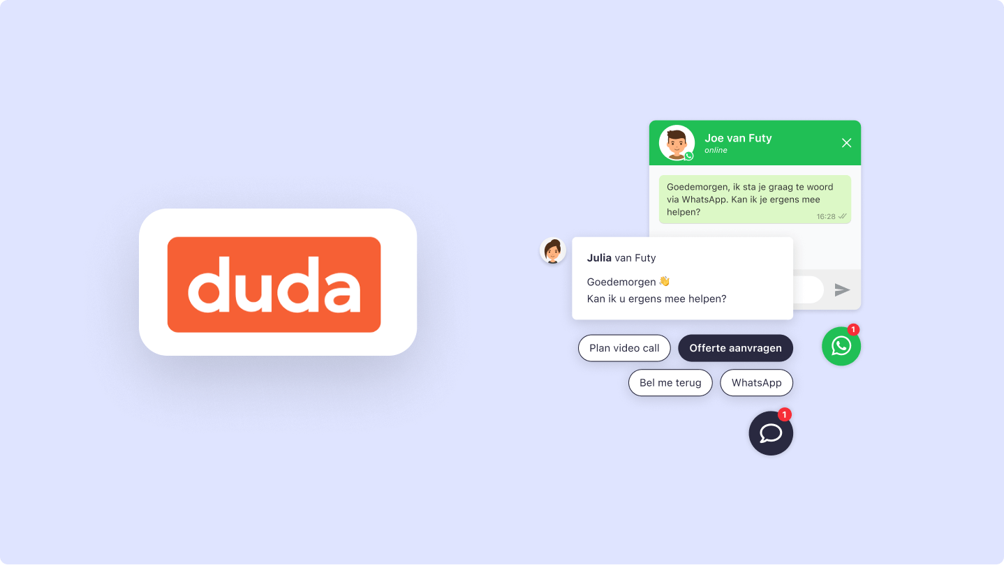 Whatsapp button Duda website
