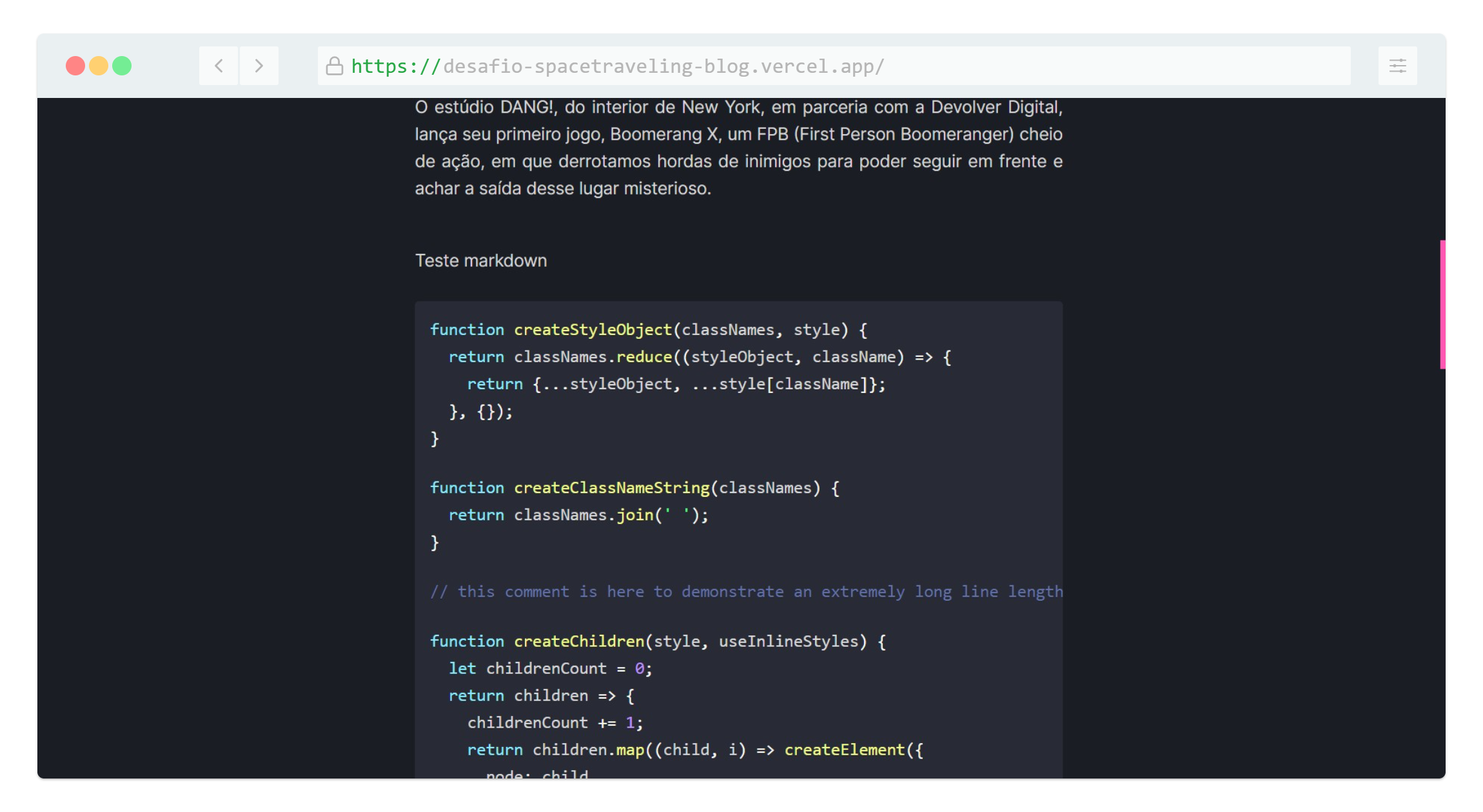 markdown renderizado no blog
