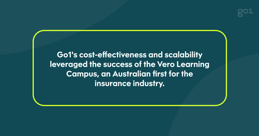 Quote Graphic: Go1's cost-effectiveness and scalability leveraged the success of the Vero Learning Campus, an Australian first for the insurance industry.