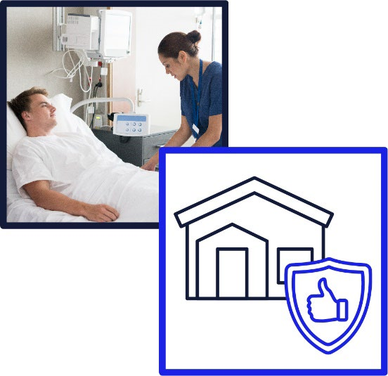 A man lies in a hospital bed.