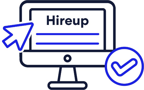 Hireup on a computer and a tick.
