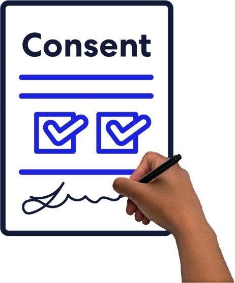 Someone signing a consent form.