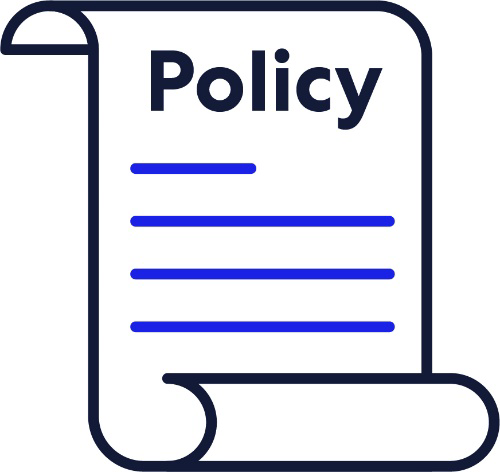 A picture of a document with the title Policy.