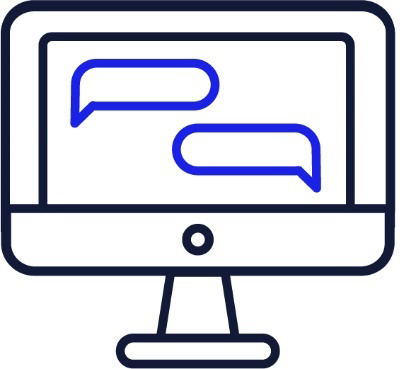 Speech bubbles on a computer screen.