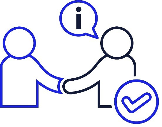 An icon of people agreeing and shaking hands.