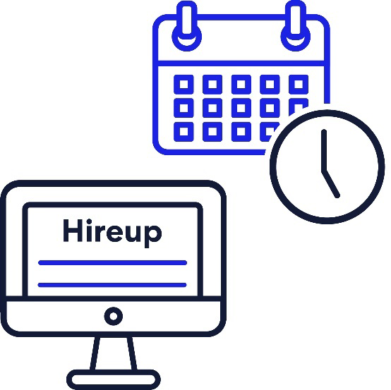 A picture of a computer on the Hireup website and a calendar.