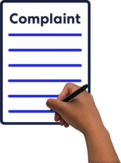 Someone signing a complaint form.